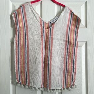 Linen swim cover up top